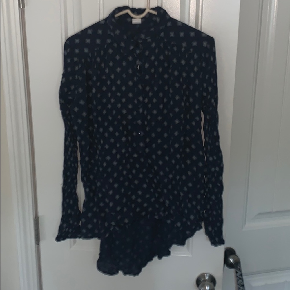 Navy Blue High-Low Shirt